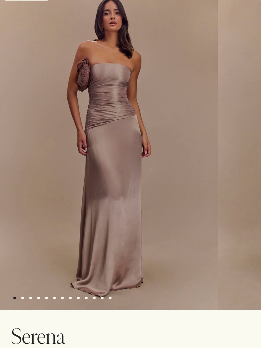 Strapless Taupe Evening Gown